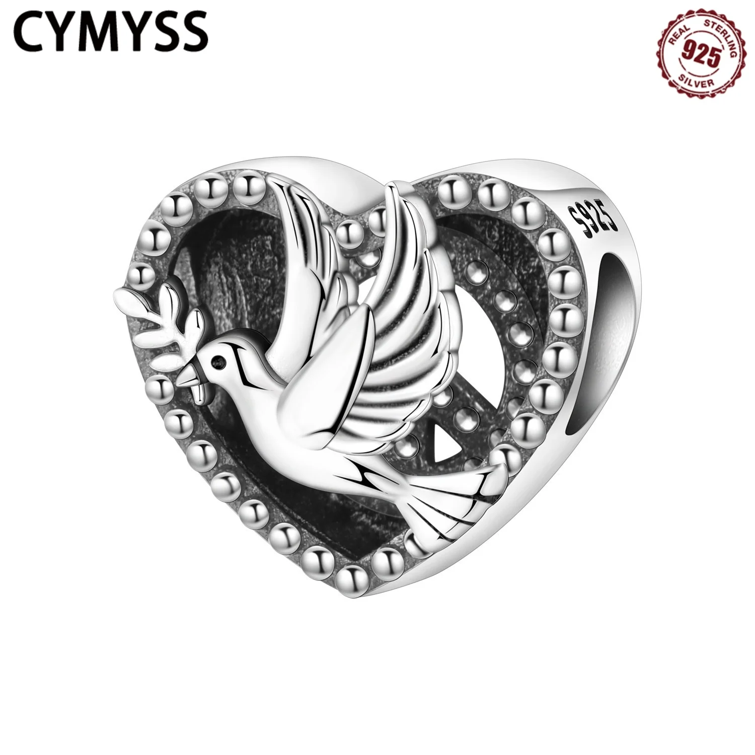 

CYMYSS 2025 New S925 Sterling Silver Peace and Love Dove Beading Boutique Birthday Party Jewellery Gifts Women's Beading
