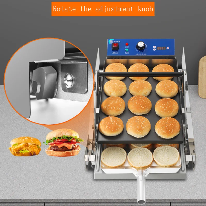 220V Commercial Double layer Hamburger Baking Machine Electric Bake Burger Machine Batch Bun Bread Toaster