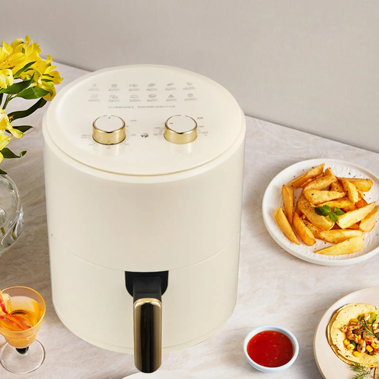 Electric Air Fryer Compact Temperature Control Cooker Electric Hot Oven Air Fryer Basket for Bakes Crisps Reheats Roasts Kitchen