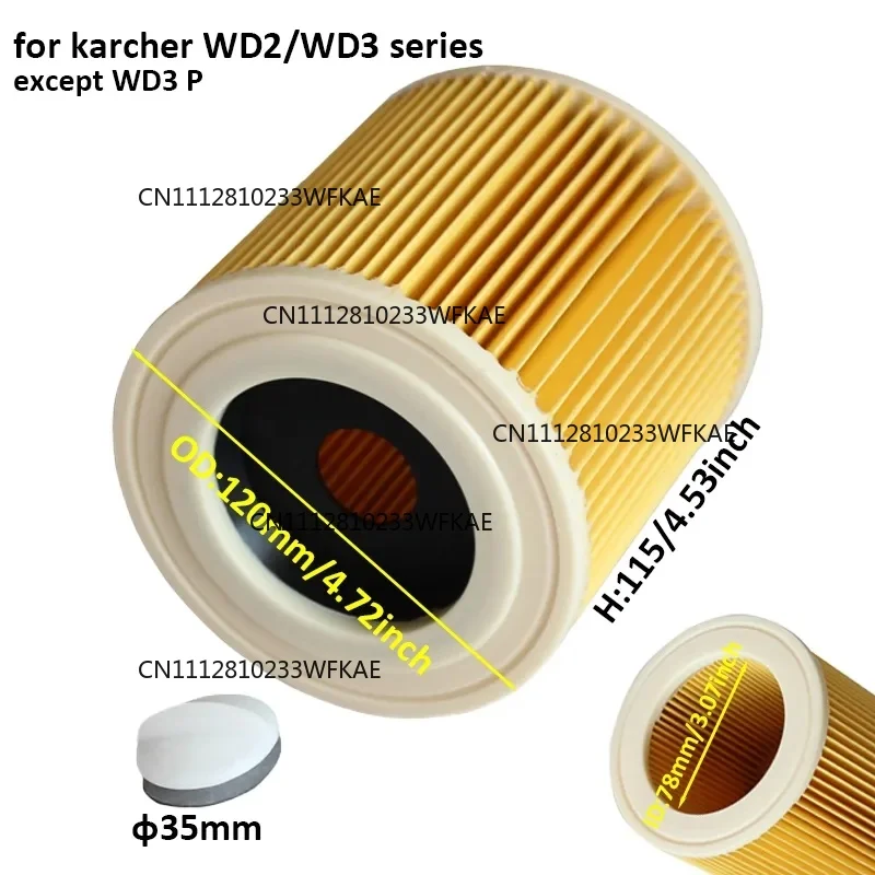 Replacement air dust filter paper bag for Karcher WD2250 WD3.200 MV2 MV3 WD3 A2004 A2054 vacuum cleaner drum filter