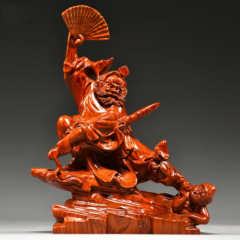 

Rosewood Solid Wood Carving Tianshi Zhong Kui Decoration Blessing Statue Rosewood Home Living Room Entrance Decoration Craft Gif