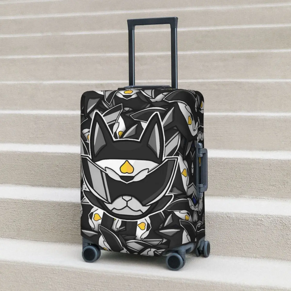 

Black White Sketch Kamen Rider Suitcase Cover Fun Travel Protection Luggage Case Vacation