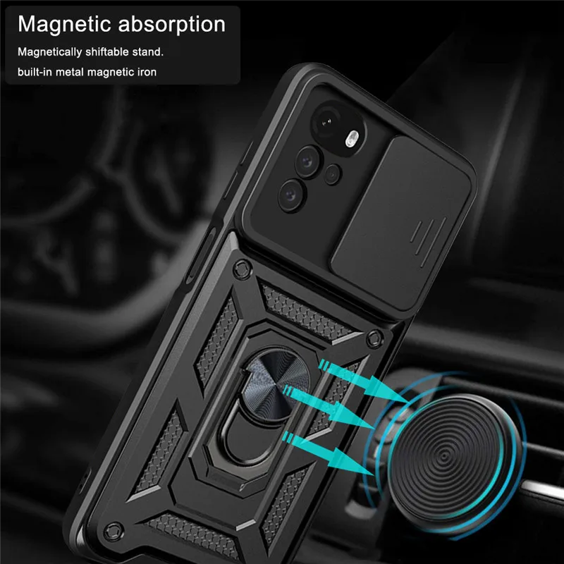 For Motorola Moto G22 Case Car Magnetic Ring Armor Shockproof Case For Moto G22 G 22 4G Stand Push Pull Camera Protect Cover