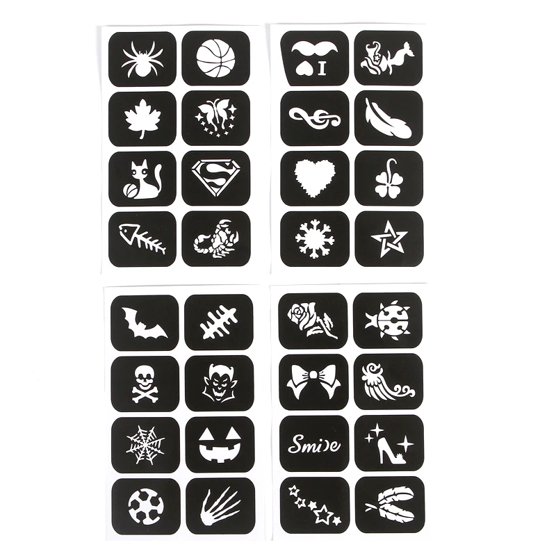 Halloween Face Kids Tattoos Templates Painted Stencils Glitter Airbrush Child Face Paint Tattoos Stencil (Random Patterns)