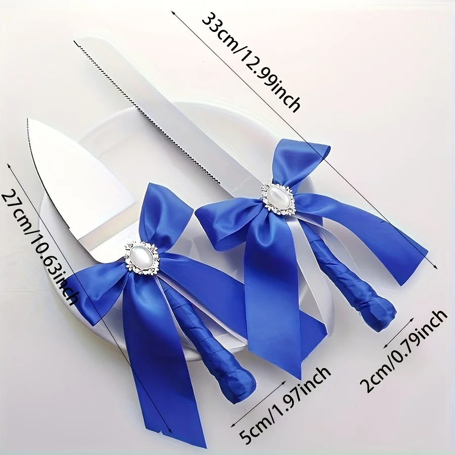 Minimalist Royal blue Wedding Cake Cutting Set - Sleek and Stylish for Contemporary Weddings image 4