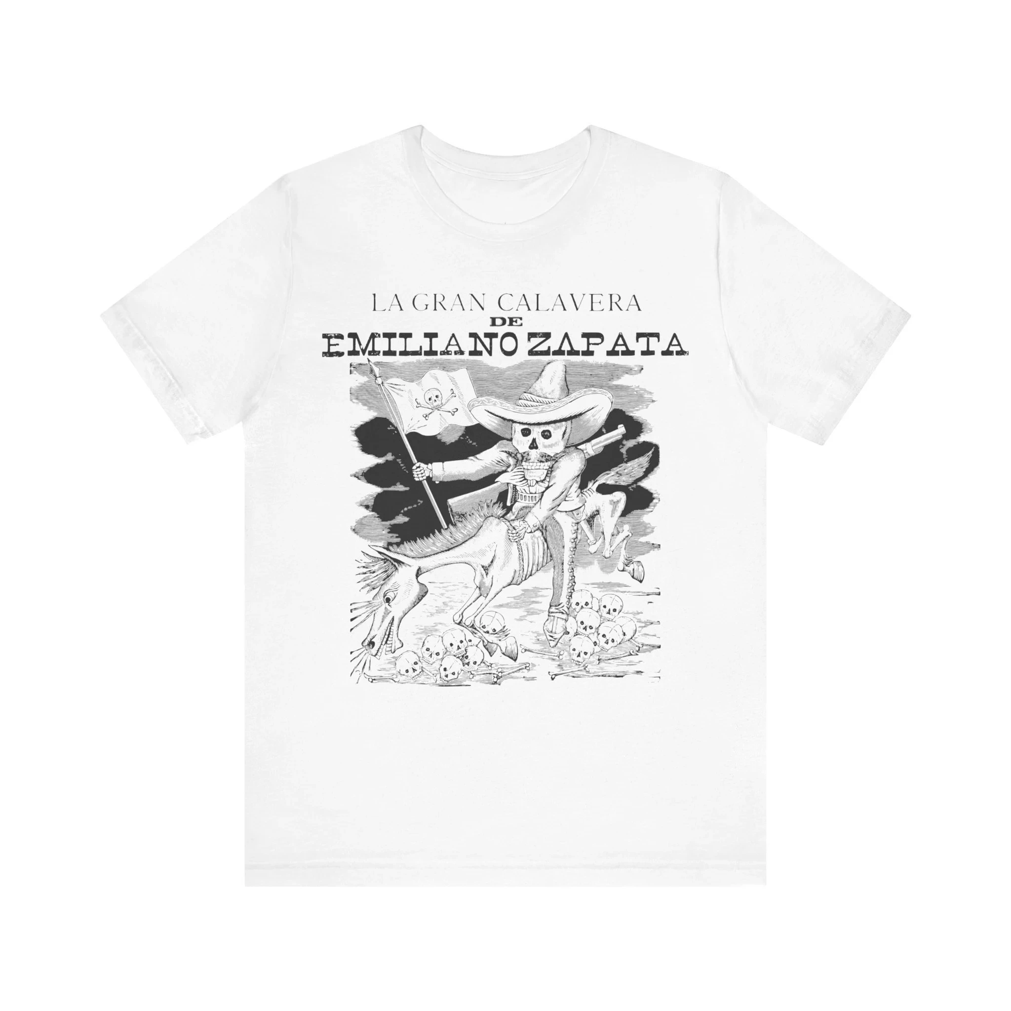Calavera De Emiliano Zapata Jose Guadalupe Posada Shirt Mexican Heritage T-Shirt Vintage Hispanic Folk Art Short Sleeve Tee