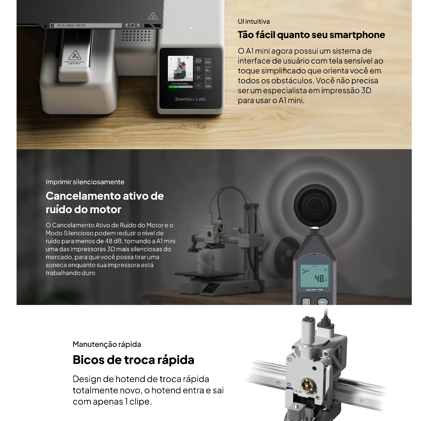 طابعة Bambu Lab A1 Mini ثلاثية الأبعاد 500 مم/ثانية طباعة عالية السرعة التسوية التلقائية تصميم مدمج التوصيل اللعب للاستخدام المنزلي بدون AMS