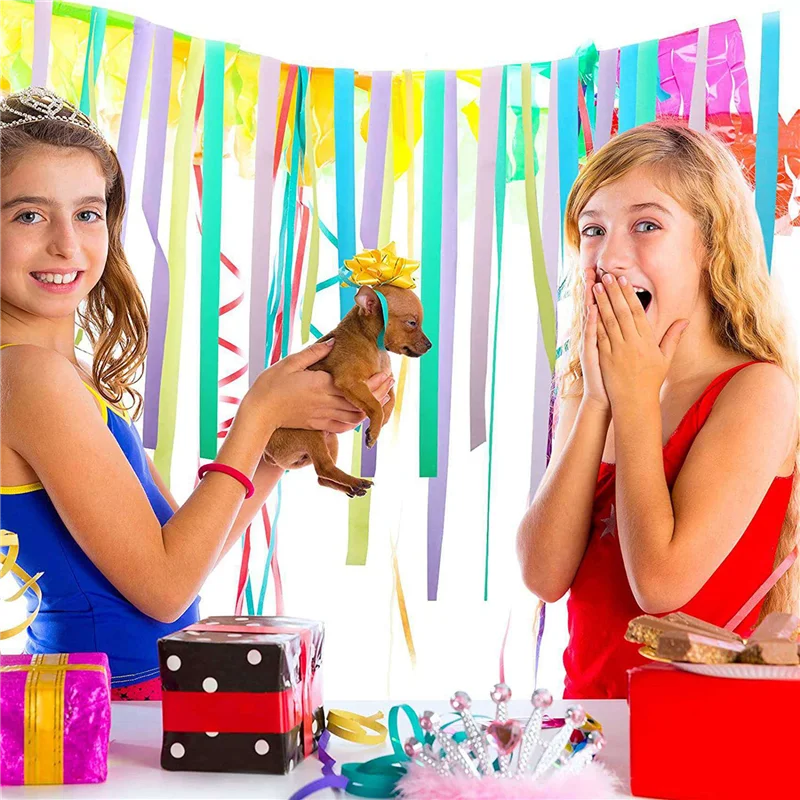 SQPP-20 Rolls Pastel Rainbow Crepe Paper Streamers Birthday Party Decoration Paper For Wedding Festival Ornament Supplies