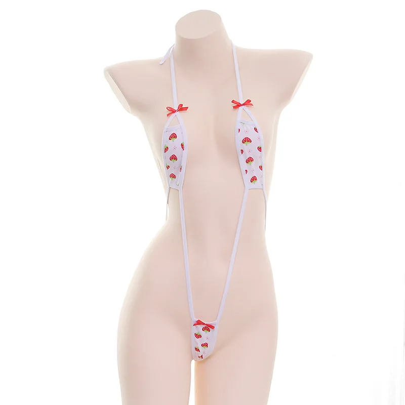 Hot Erotic Costumes Bra Lingerie Backless Three-Point Bodysuit Cute Micro Bikini Set Sexy Outfit