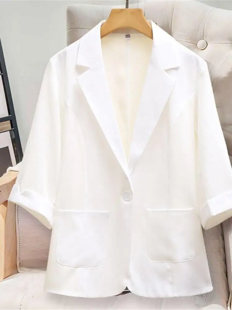 Casual ort Sle femmes Bla blanc petit costume Jaet mince été nouveauté sept Sve grande taille manteau Faionable