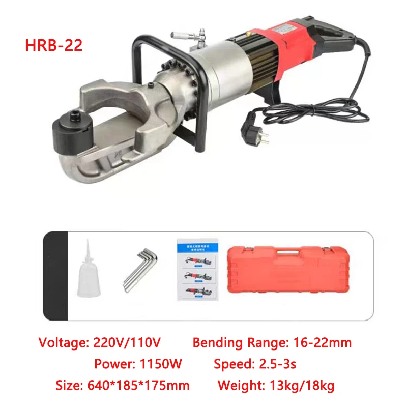 

Reinforced Portable Hydraulic Steel Bar Bending Machine HRB-22/25 Electric Rebar Bender Concrete Reinforcing Bars Bending Tools