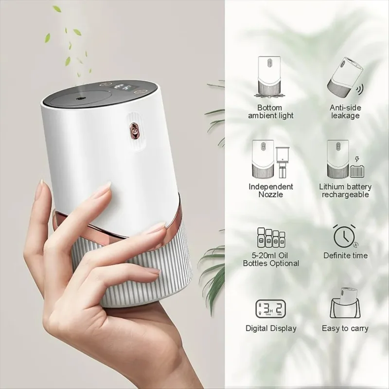 

Portable Aroma Diffuser with Anti Dump and Auto Off Function N18R Aromatherapy Diffuser Waterless Essential Oil Diffuser
