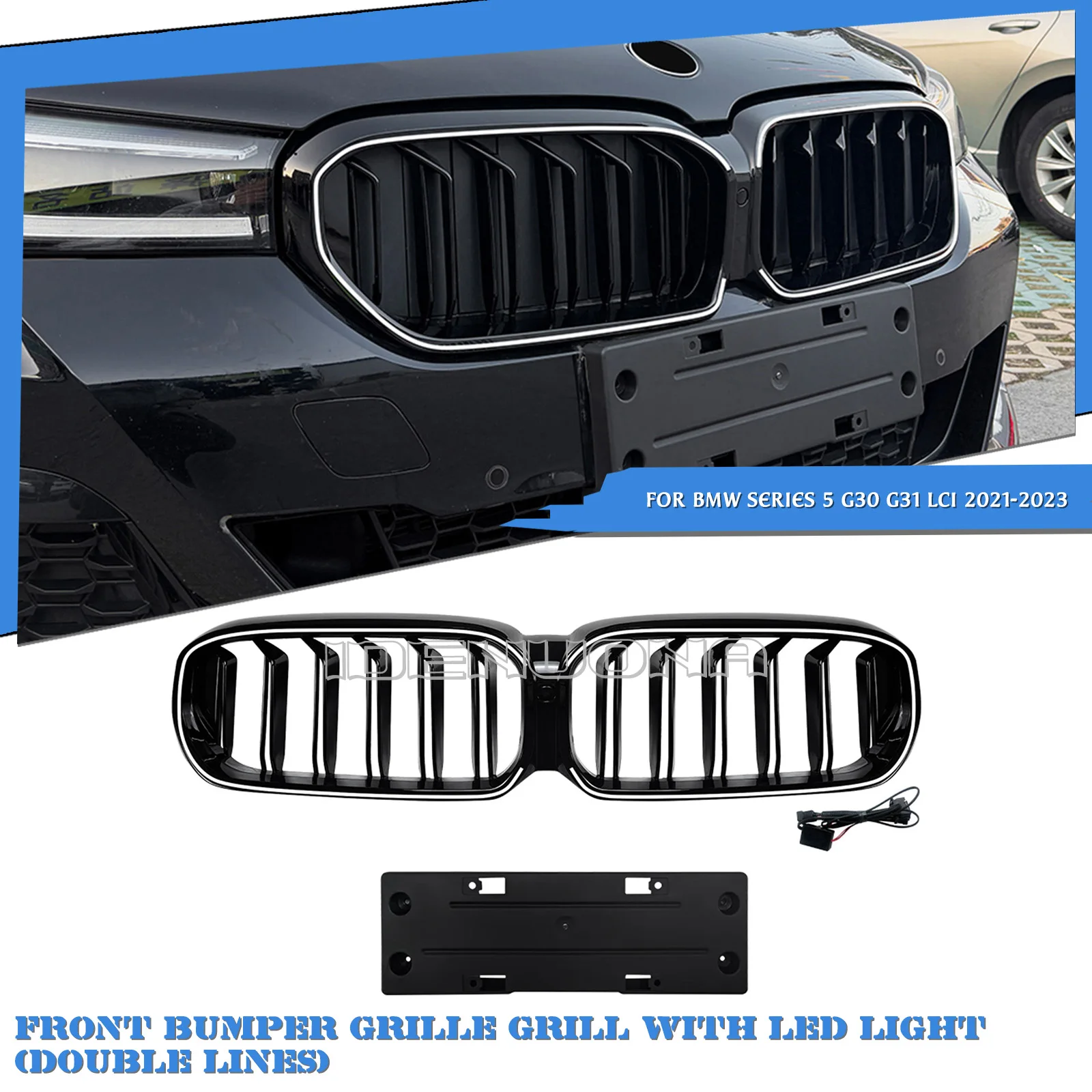 

Передний бампер, решетка почек, воздухозаборник с подсветкой для BMW 5 серии G30 G31 LCI 2021 2022 2023