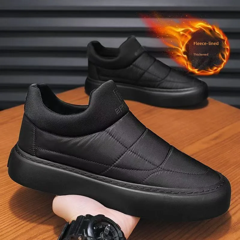 

Winter Warm Fur Men Boots No-slip High Top Men Work Shoes Leather Mens Snow Boots with Handmade Waterproof Male Ankle Boots