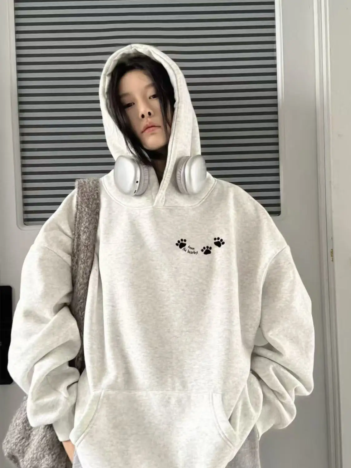 

Флисовая толстовка со шляпой, женская весенняя одежда, зимняя плюшевая винтажная утепленная толстовка с цветными блоками, прочная шерсть для кампуса GF