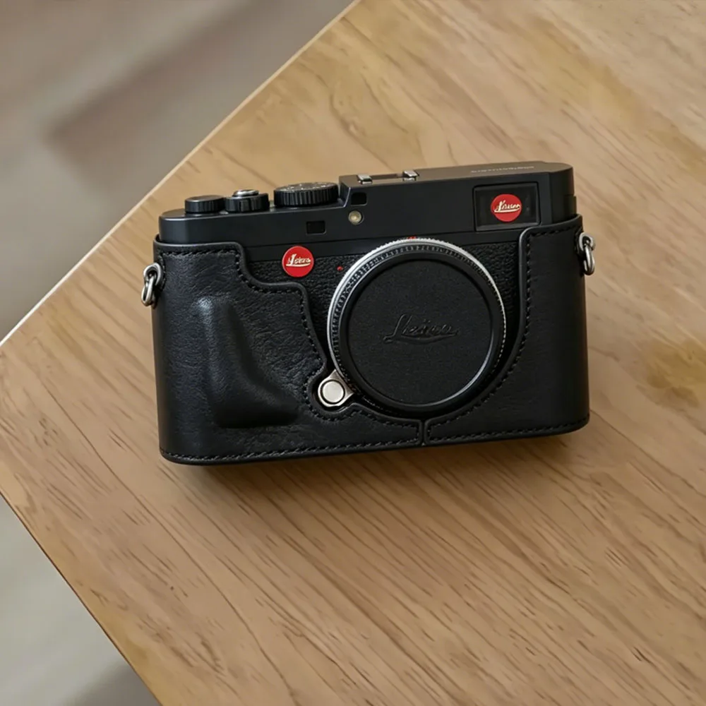 Genuine Cowbile Leather Camera Case Bag Handmade Half Body Bottom Cover For Leica CL
