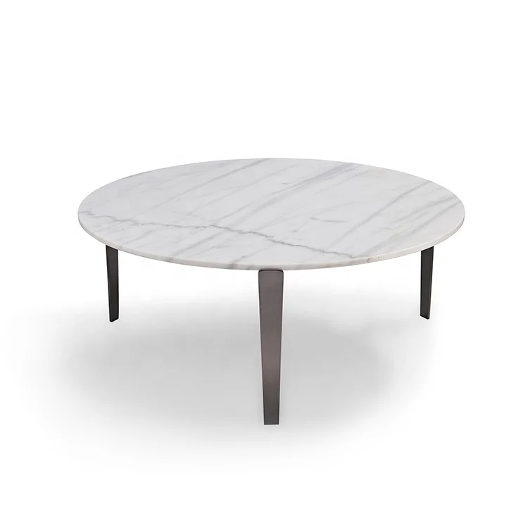bn-Newest Floating Luxury Solid Stainless Steel Natural Marble Living Room Round Coffee Table for Home*