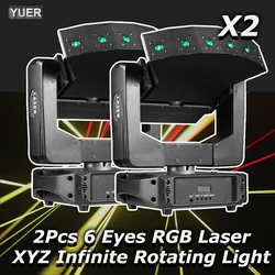 2Pcs/lot 6 Eyes XYZ Stage Effect Infinite Rotation RGB Laser Bar Beam Lighting for DJ Disco Party Moving Head Projector DMX512