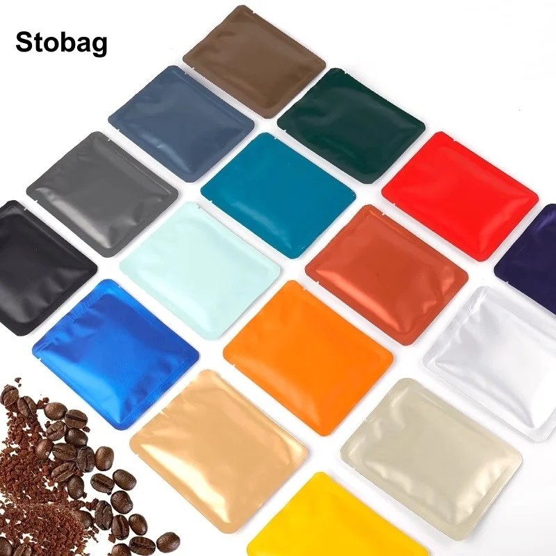 

StoBag 100pcs Colorful Coffee Aluminum Foil Packaging Bag Plastic Small Heat Sealing for Tea Powder Storage Pouches Portable