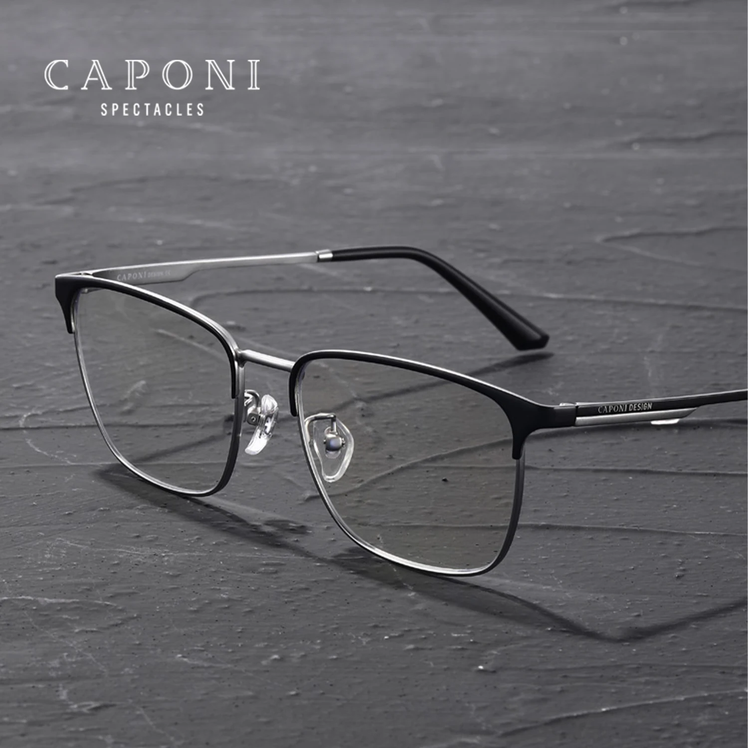 CAPONI Men’s Glasses Frame Ultra Light Vintage Titanium Frames Glasses Original Design Style Anti Blue Light Eye Frames J23606