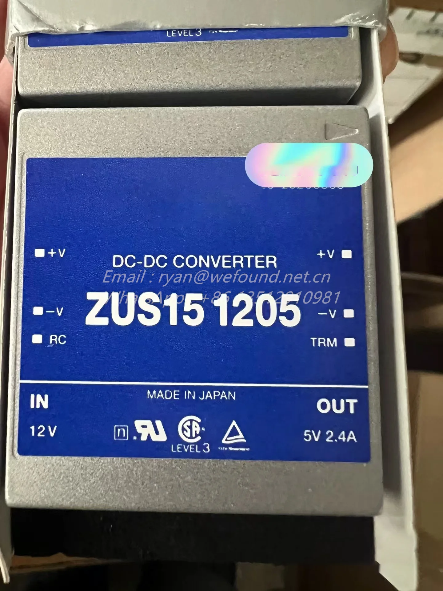 ZUS151205 for COSEL DC-DC CONVERTER, ZUS15 1205 , 5V 2.4A 12W