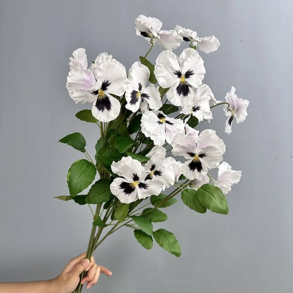 70cm 인공 비올라 삼색 꽃 플라스틱 리얼 터치 실크 Heartsease 꽃 수제 가짜 꽃 거실 데스크탑