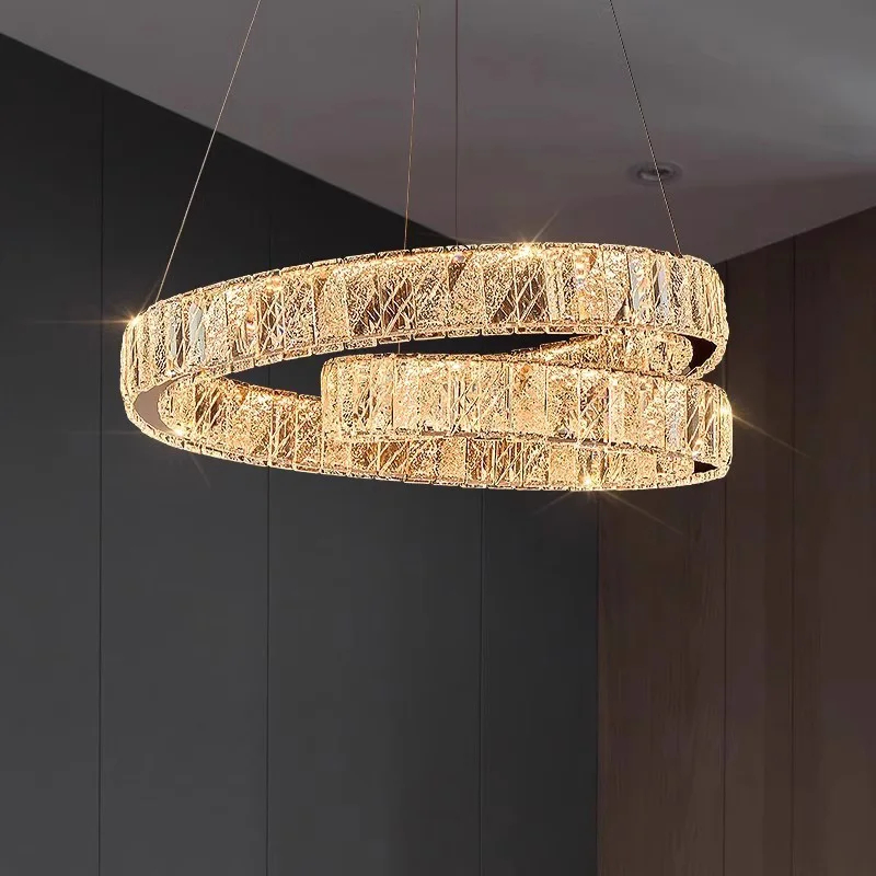

Modern Luxury Spiral K9 Crystal LED Chandelier Dimmable Pendant Lamp for Villa Living Dining Room Indoor Home Decor Lighting