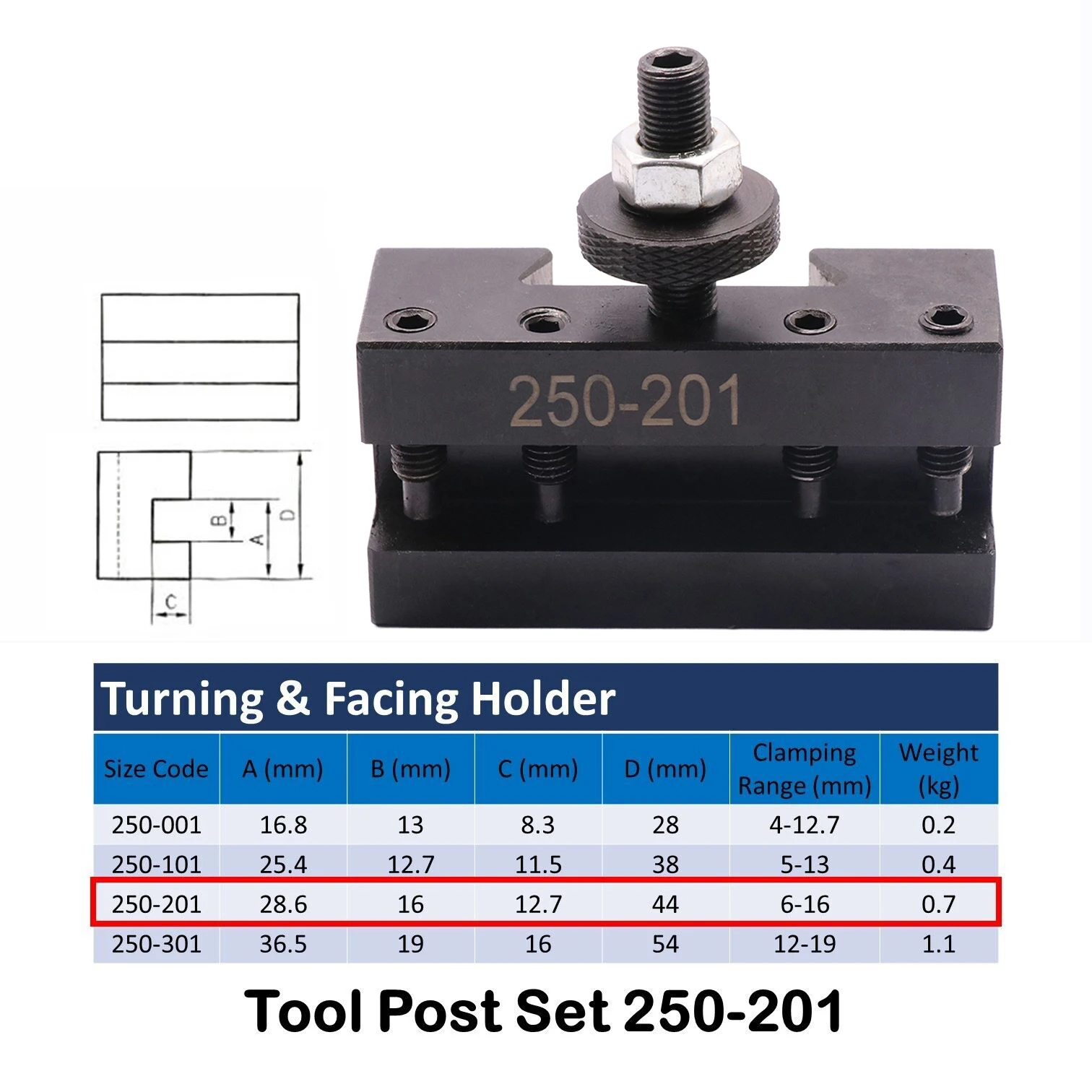 6Pcs BXA Size Piston Type Quick Change Tool Post Holder 250-200 Set for 10\