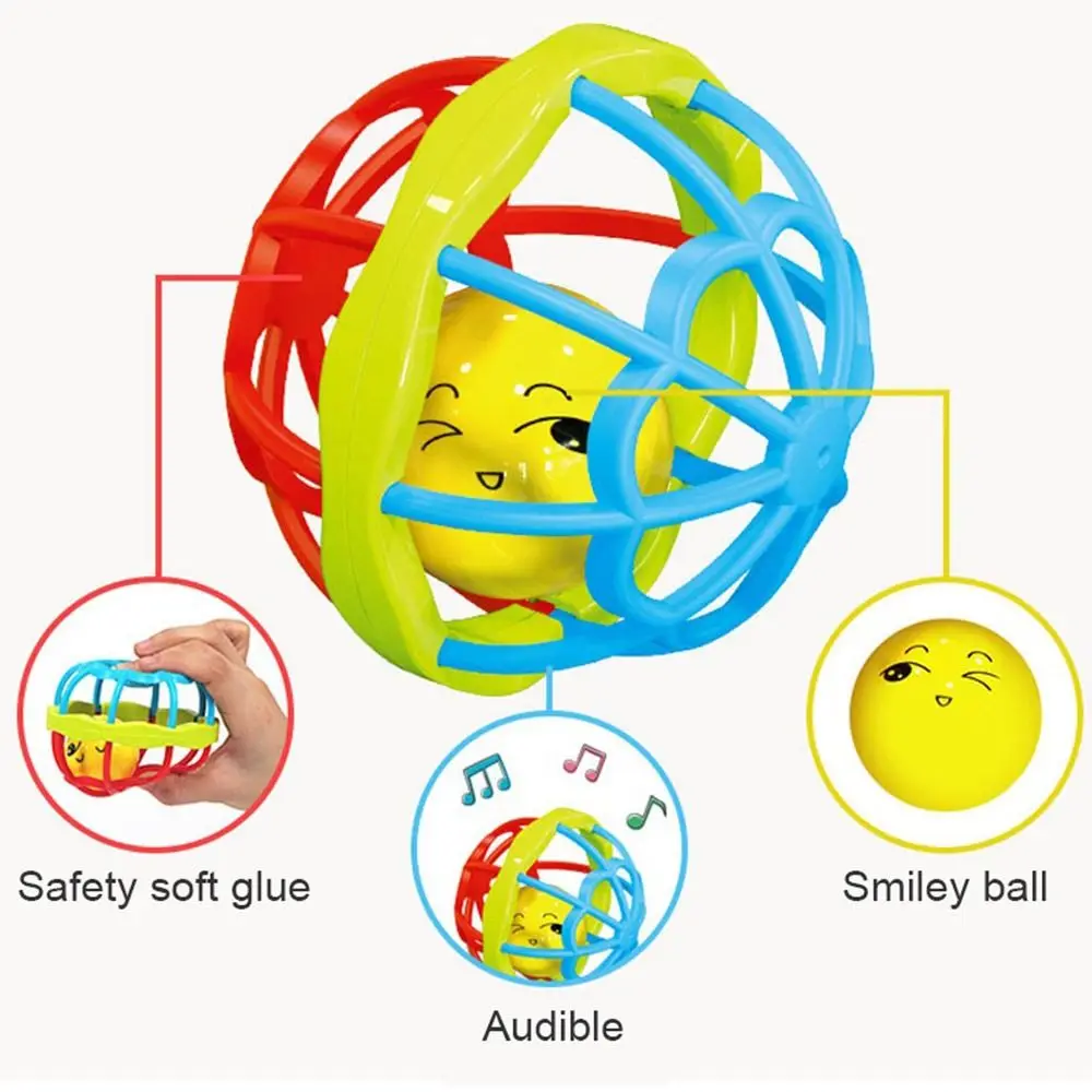 7pcs/set Cartoon Colorful Rattle Interactive Intelligent Teether Soft Cute Hand Jingle Bells Accessories