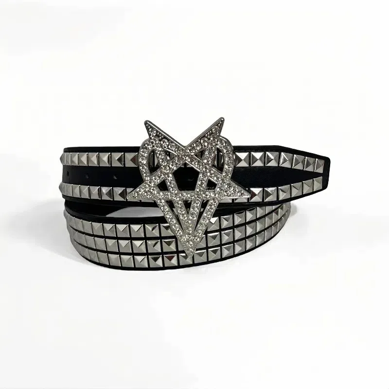 

Ремень класса люкс 2026 в стиле панк для женщин и мужчин – стиль Y2K, с заклепками, пряжка с кристаллами в виде звезды, высококачественная модная новинка