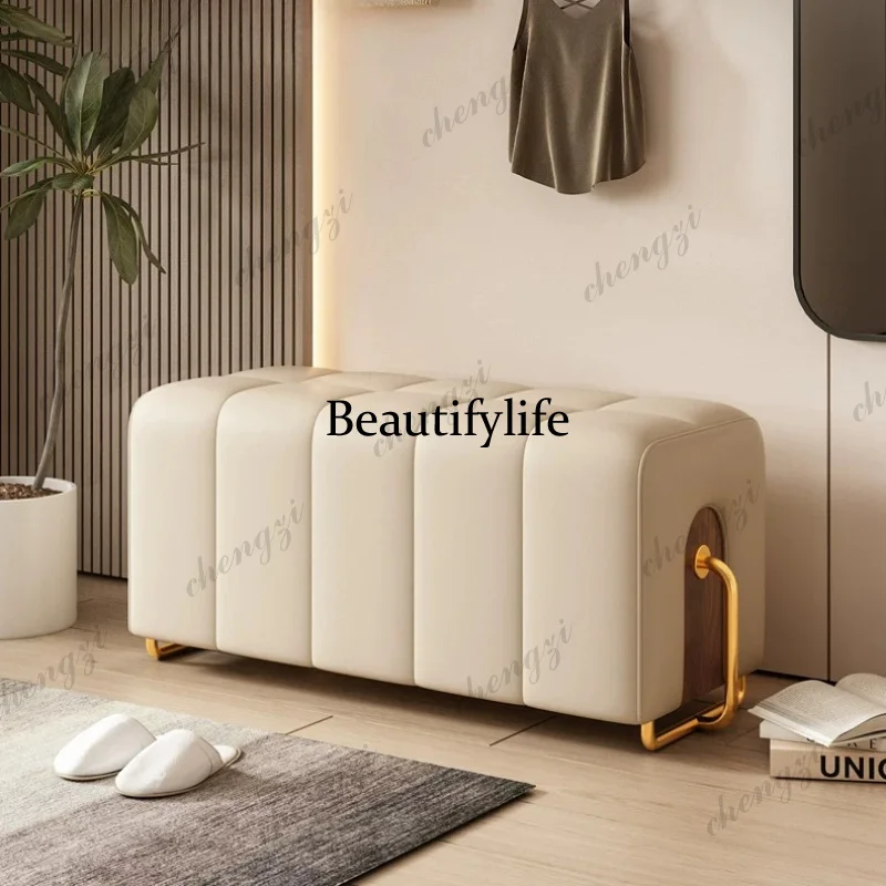 A73Nordic Floor Stool Living Room Pouffe Modern Office Stool Leather Piano Mueble Recibidor De Entrada Chinese Furniture