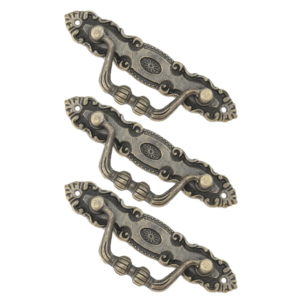 

3 Pcs Vintage Cabinet H les Ring Drawer Knobs Zinc Alloy Furniture Hardware Decorative Pulls for Cupboards