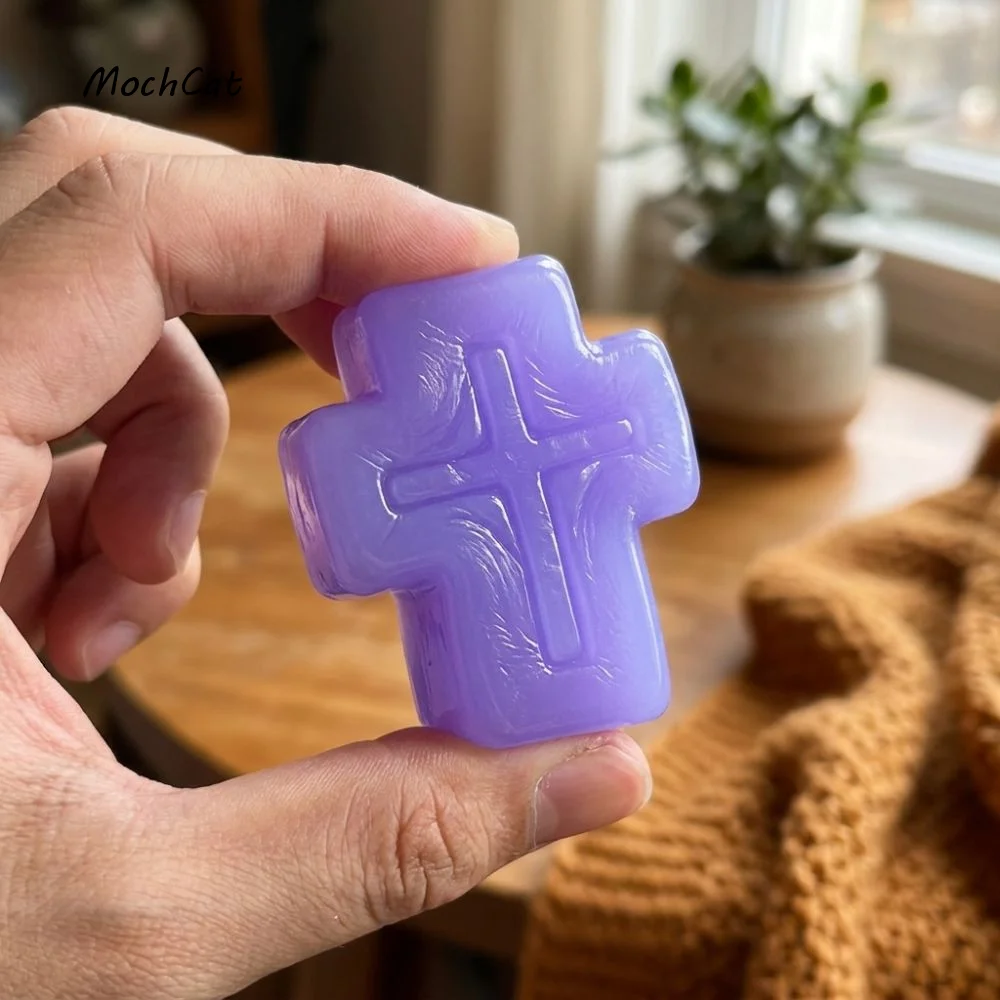 Super Soft Faith Cross Squishy Toy Slow Rebound Cross Pattern Slow Rise Squishy Skin-friendly DIY Craft Fidget Sensory Toy
