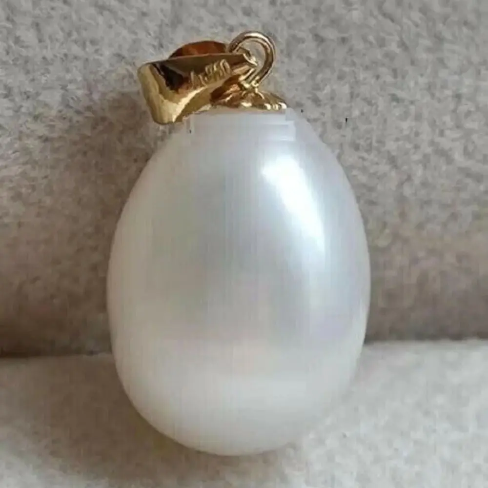 Freeshippings Items 18IN AAAA New 11-12mm White Natural AKOYA Pearl Pendant 14K Yellow Gold