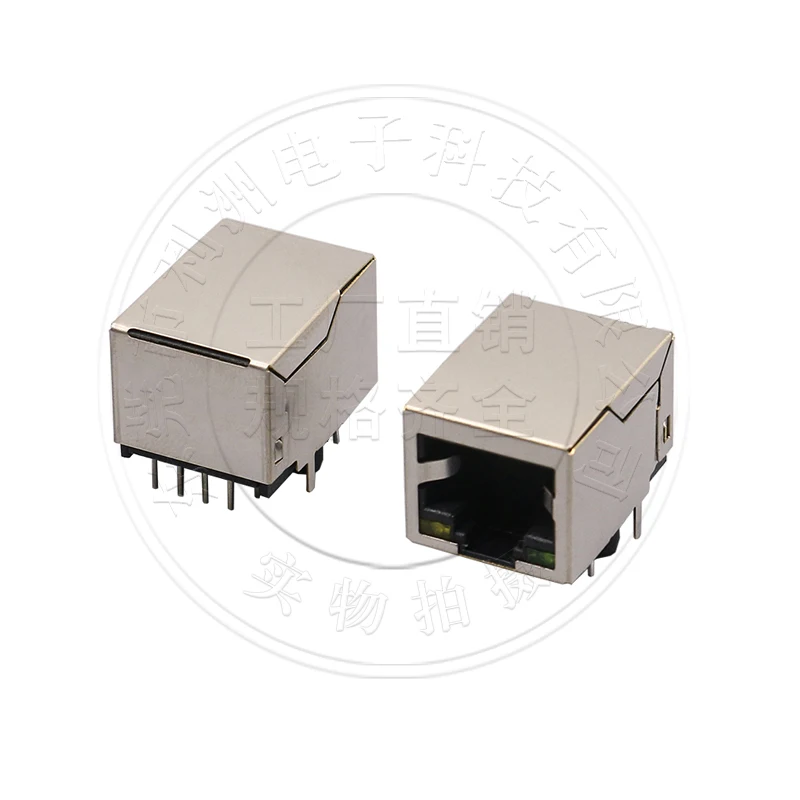 10Pcs/RJ45 network socket female socket RJ network port 59 model 10P8C with light strip shielding 21MM rear two pin interface