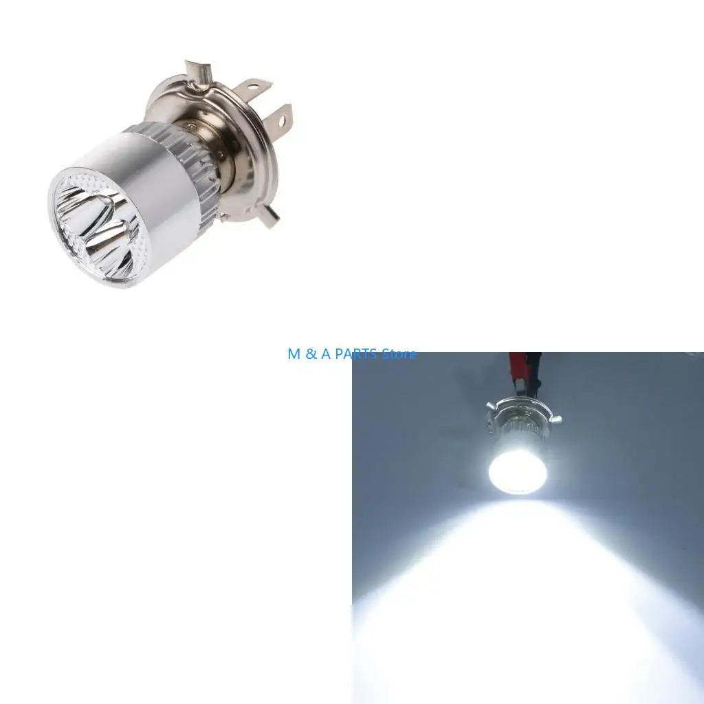 U1JF H4 LED Bulbs Motorcycle Headlight Fog Lamp Hi/Lo Beam Light 12-80V 3 LED Bulbs