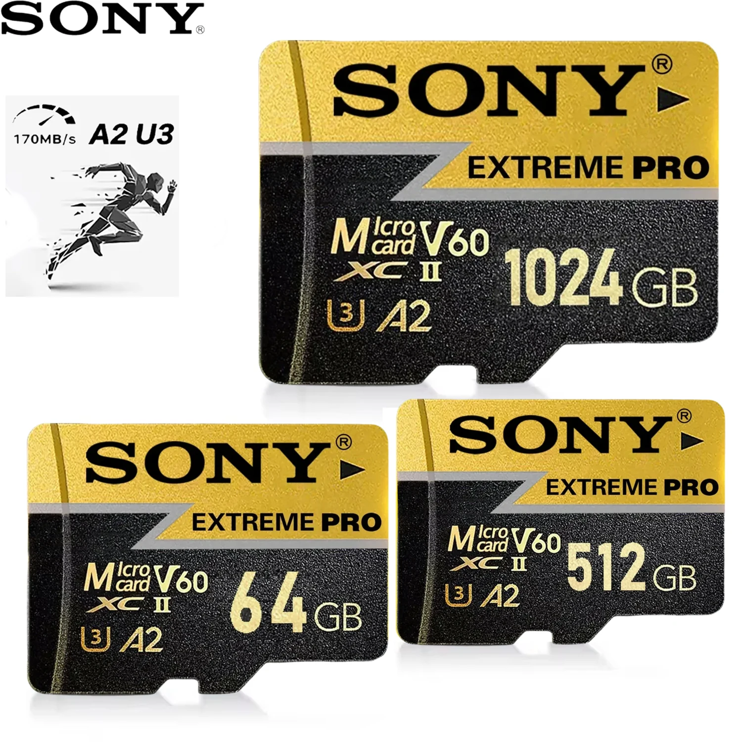 سوني فئة 10 UHS-I مايكرو SD بطاقة المتطرفة برو بطاقة الذاكرة 1 تيرا بايت 512 جيجابايت 64 جيجابايت U3 V60 عالية السرعة TF بطاقة فلاش لكاميرات الكمبيوتر