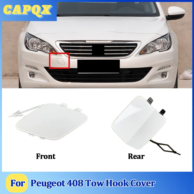 For Peugeot 408 2014 15 16 17 18 Bumper Trailer Cover Tow Bracket Cover Bumper Tow Hook Cover Cap