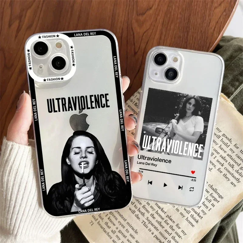 Singer Lana Del Rey Poster Phone Case for IPhone 13 12 14 15 16 Pro Max 11 XSMAX 7 SE2 X 8Plus Shockproof Clear Soft Cover Coque