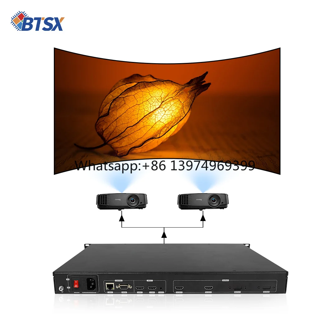 For Theme Park Curtain Projection Support 3840X2160P60Hz 1024X768P60Hz 1X2 Pixel-level Geometric Fusion Mode Projection Splicer