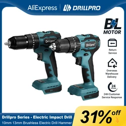 Brushless Electric Drill Hammer para Makita, Chave de fenda sem fio, Ferramentas de perfuração de impacto, 10mm, 13mm, 2 velocidades, Torque 20 + 3, Bateria 18V