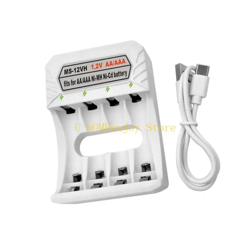 B0KF Lightweight Type C Charging Slot 4 Bay Adapter Base for 1-4pcs AA /3A NiMH Batteries with High Efficiency