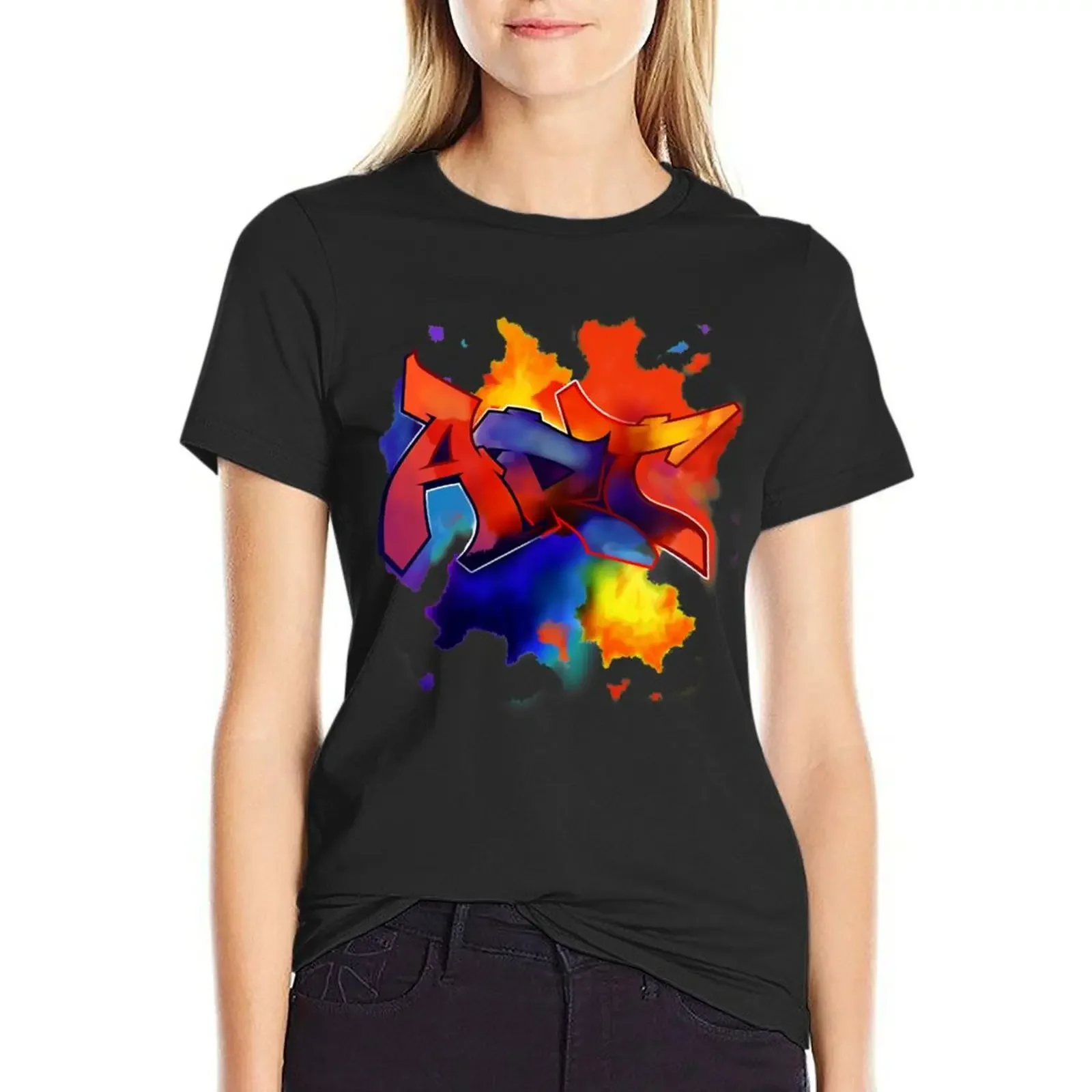 

ART Graffiti Watercolor Style T-Shirt plus size tops customs design your own aesthetic clothes plain white t-shirts for Women