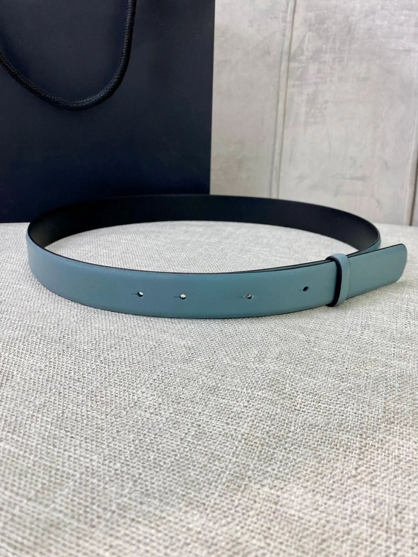 Unisex Double Faced Matte Light Blue Cowhide Belt Strap No Buckle Genuine Leather Waistband Replacement Accessory