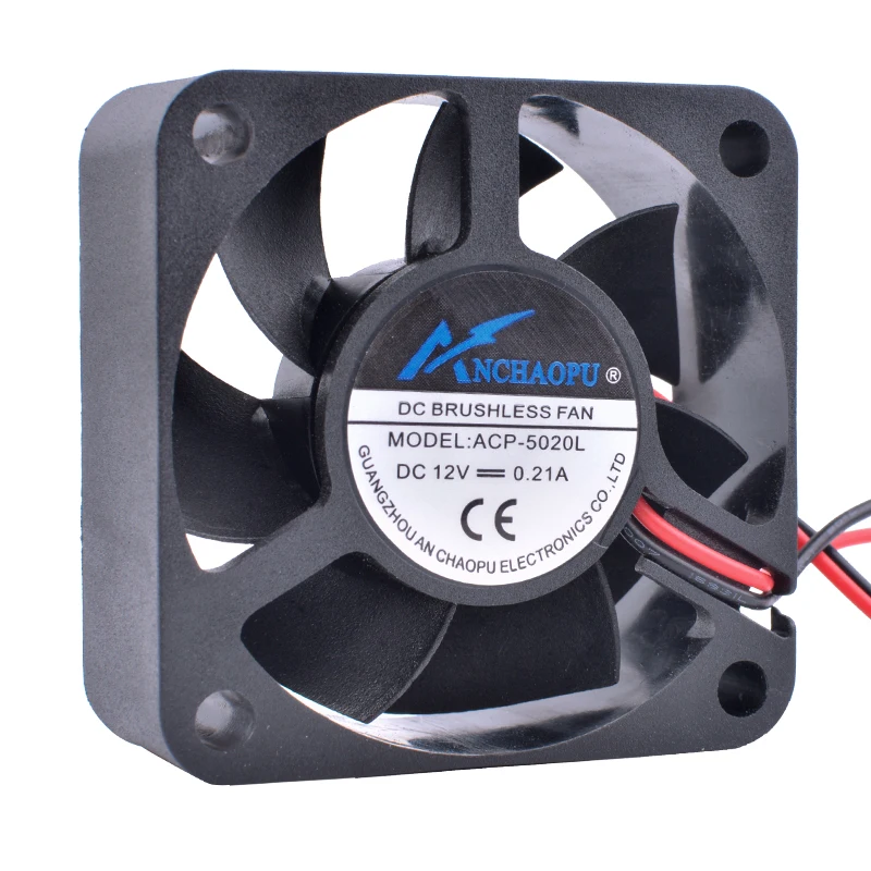 

Cooling Fan ACP-5020L 5cm 50mm 5020 12V 0.21A Hydraulic Bearing Large Air Volume 2Pin