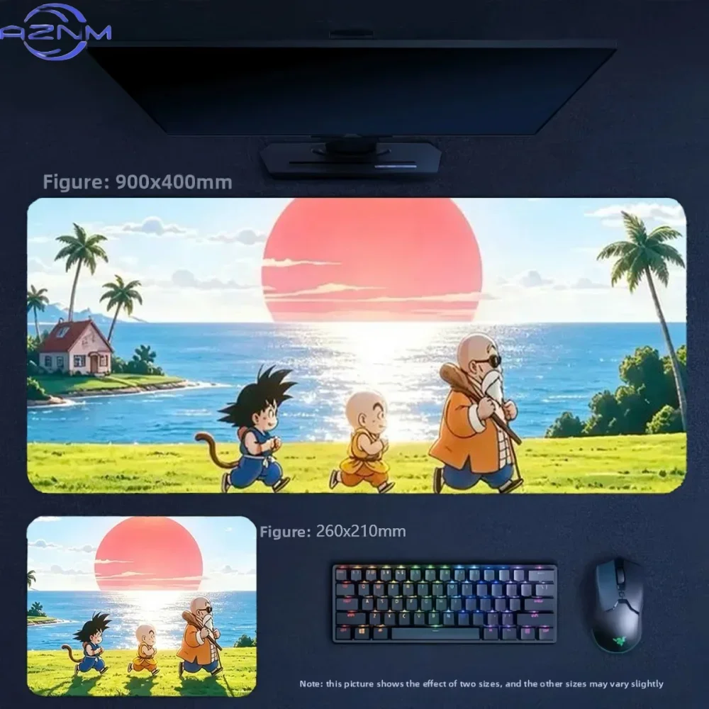 Anime Dragon Ball Kid Goku Krillin Master Roshi Large Mousepad, Rubber Non‑Slip Extended Gaming Desk Mat, Waterproof Anti‑Fray M