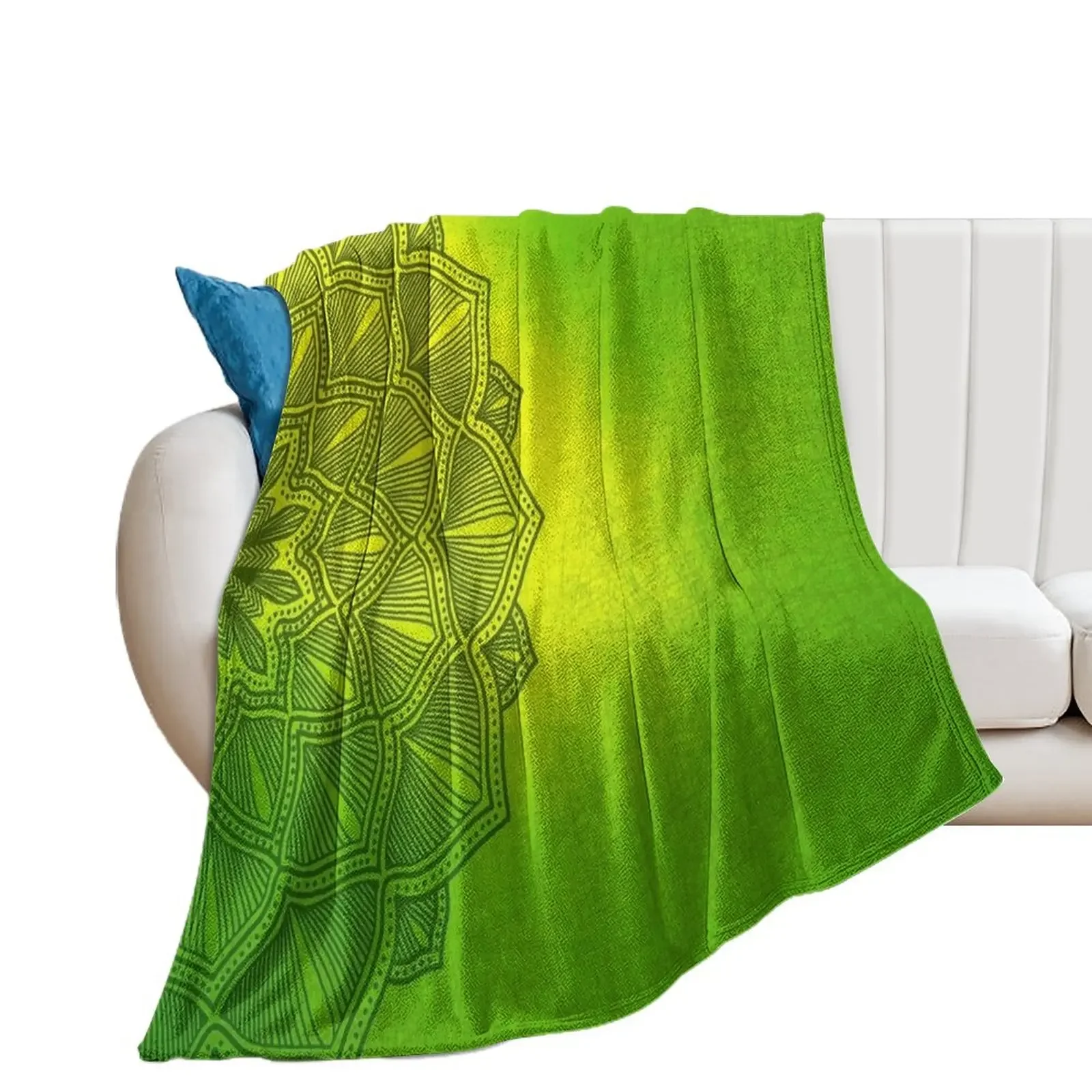 

Green Mandala, Abstract Mandala Throw Blanket Flannels Decorative Beds Multi-Purpose Soft Big Blankets