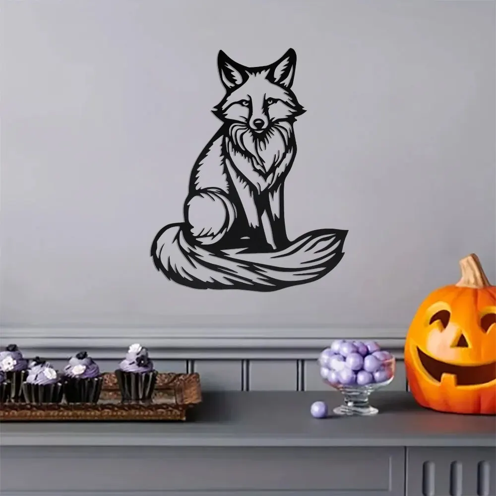 1PC Rustic Iron Metal Wall Art, Sitting Fox Design, Animal Artwork, Home Decor, Wall Hanging, Farmhouse Decor for Living Room
