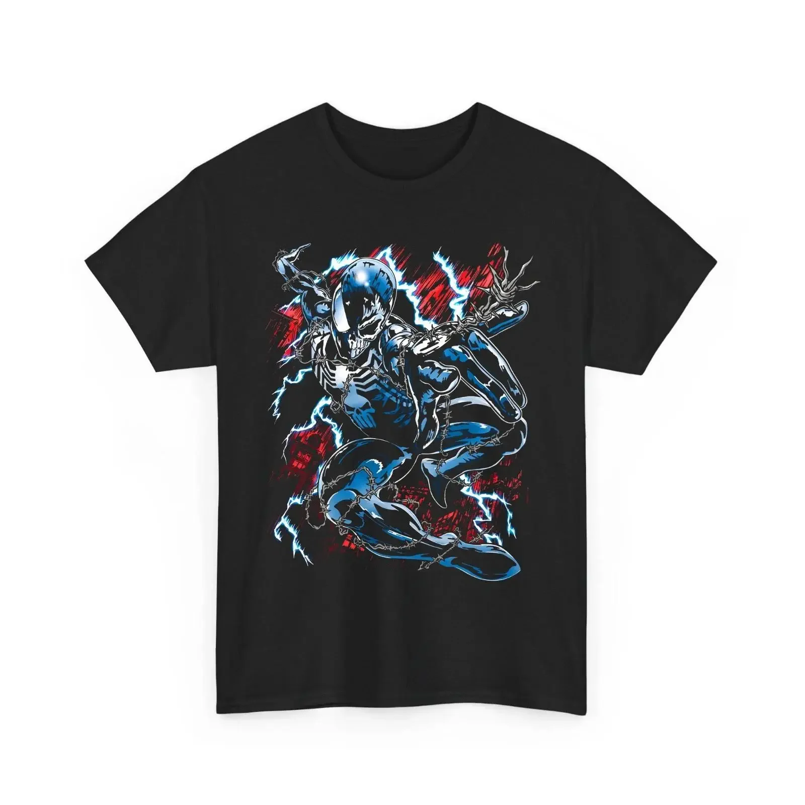 Men's Dark Monster T Shirt Lightning Barbed Wire Gothic Comic Hero vintage Washed fashion Soft streetwear Stylish Versatile