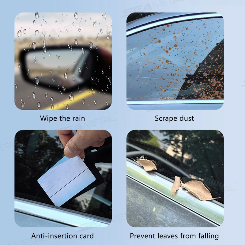 SEAMETAL Universal 2pcs Car Side Window Glass Wiper Rubber Auto Side Windows Fog Removal Wipers Blade Insert Cleaning Wiper Tool